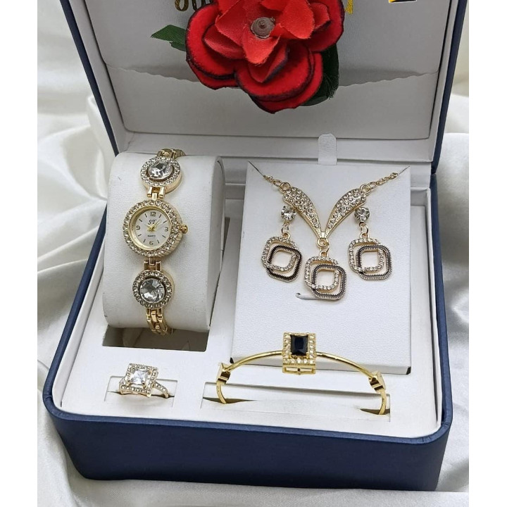 GIRL'S DAIMONDS STONE JEWELRY WATCH SET