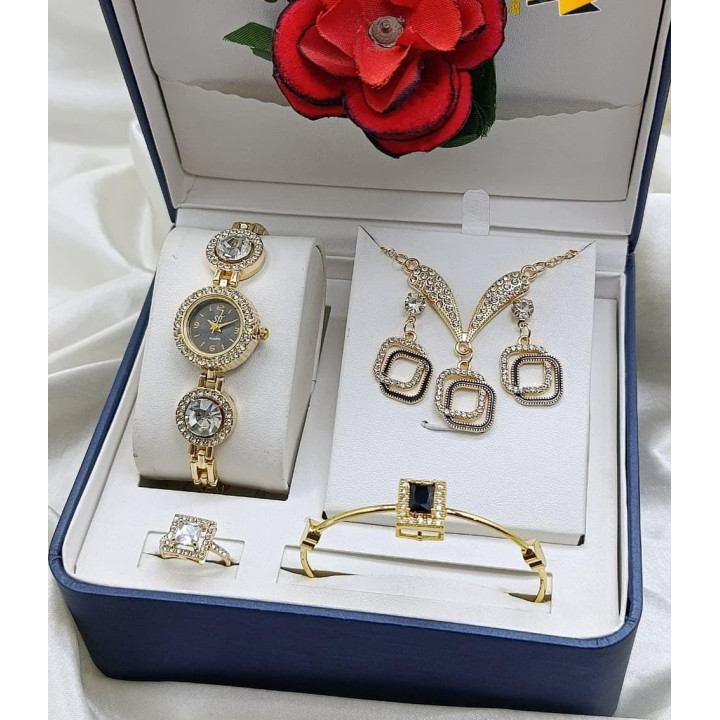 GIRL'S DAIMONDS STONE JEWELRY WATCH SET