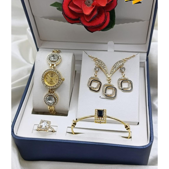GIRL'S DAIMONDS STONE JEWELRY WATCH SET