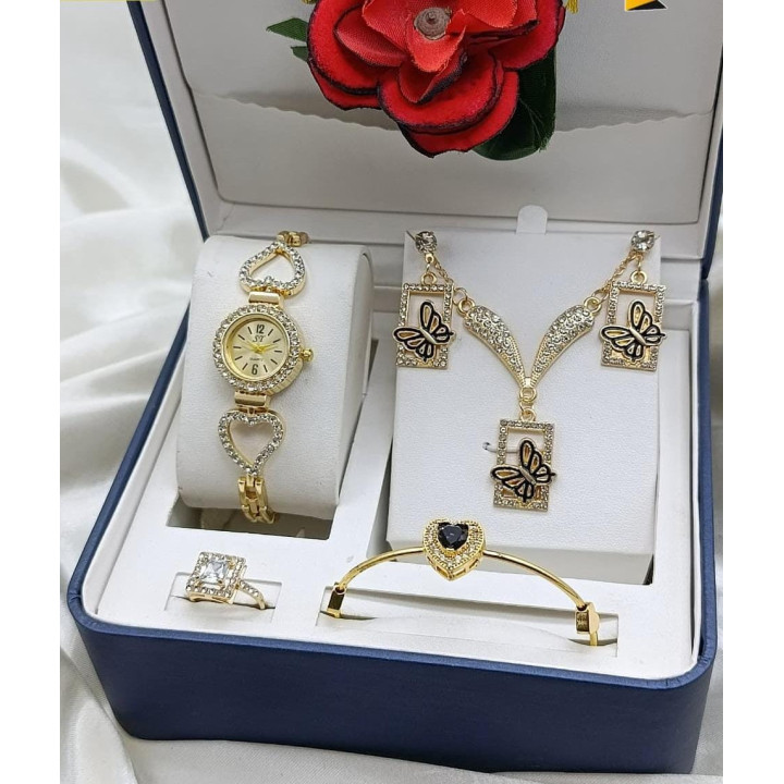 GIRL'S DAIMONDS STONE JEWELRY WATCH SET