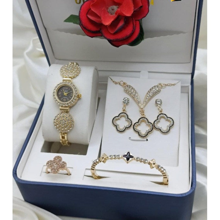 GIRL'S DAIMONDS STONE JEWELRY WATCH SET