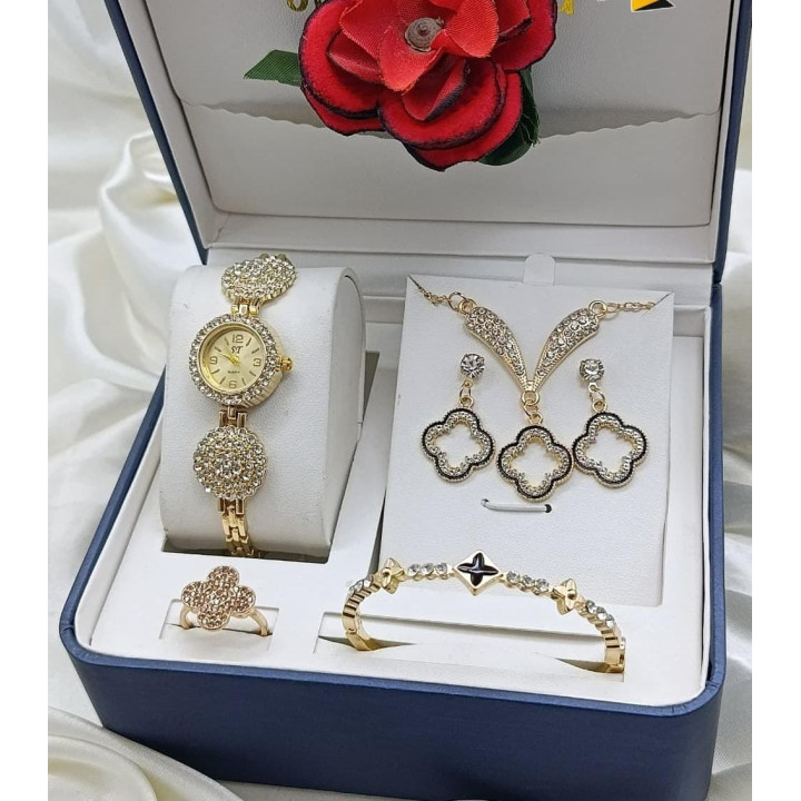 GIRL'S DAIMONDS STONE JEWELRY WATCH SET